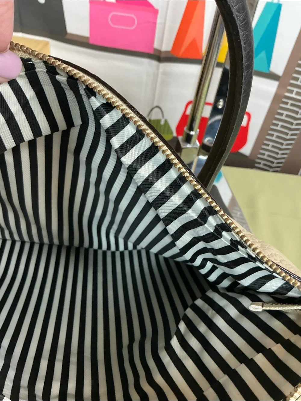 kate spade Two-Tone Black and Cream Satchel with Tassel #2339